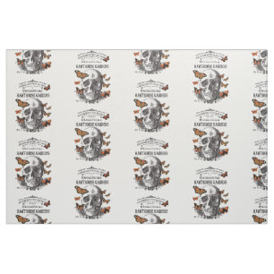 Tissu crâne et papillons vintages modernes de Halloween