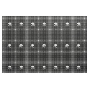 tissu Crâne tendance noir blanc plaid cool