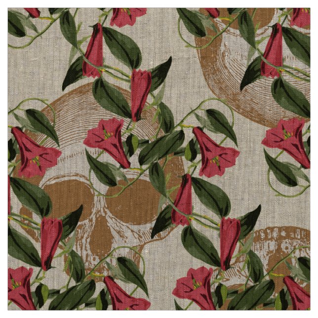 Tissu Crânes dans le jardin (clair) (Échantillon)
