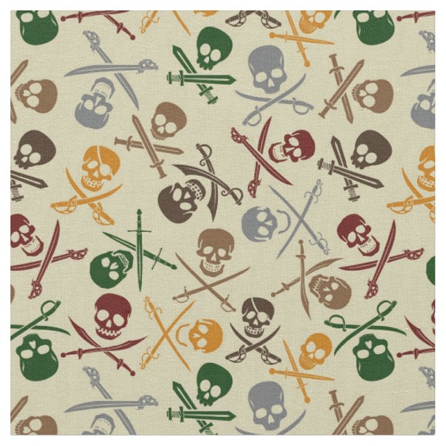 Tissu Crânes de pirate avec les épées croisées (Fermer)