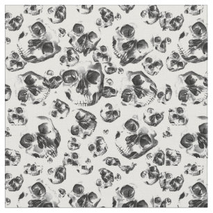Tissu Crânes Noir & Blanc Motif d'Art de Crâne de Squele