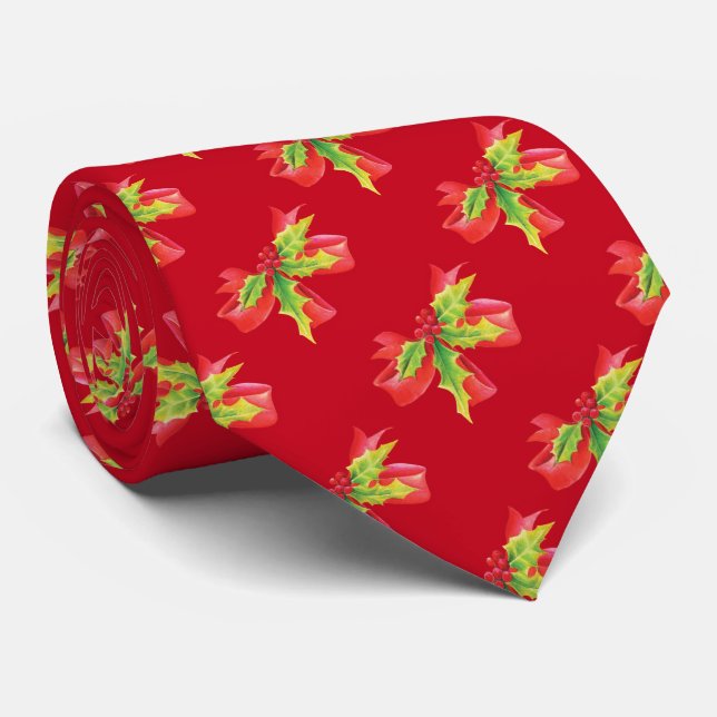 Tissu cravate à motif de Noël avec ruban et décora (Roulé)