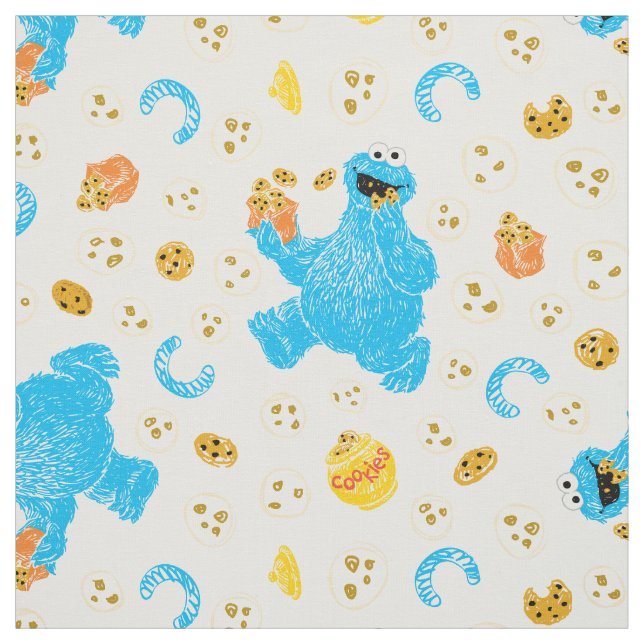 Tissu Crayon Cookie Monster Cookie Motif (Échantillon)