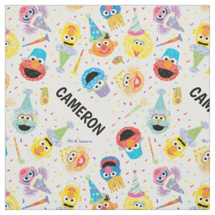 Tissu Crayon Copains de Sesame Fête Motif