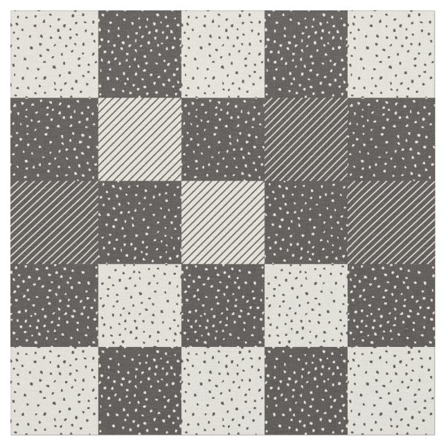 Tissu Crazy Buffalo Check in Near Black and Cream (Fermer)