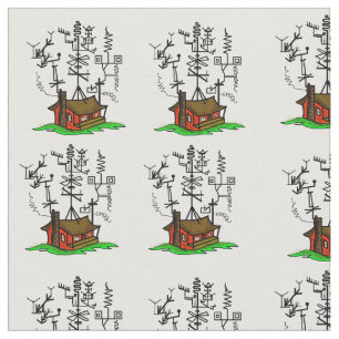 Tissu Crazy Ham Radio House Fabric