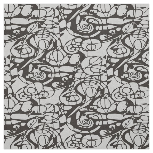 Tissu Crazy Spirals Lines noir II + votre backgr. & idée (Échantillon)
