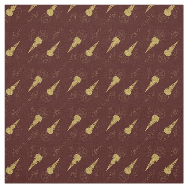 Tissu Create Your Own Gold Ritual Symbols Red (Échantillon)