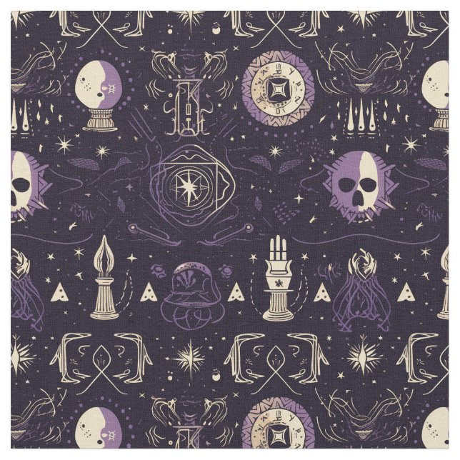 Tissu Create Your Own Purple & Gold Magic Symbols Black (Fermer)