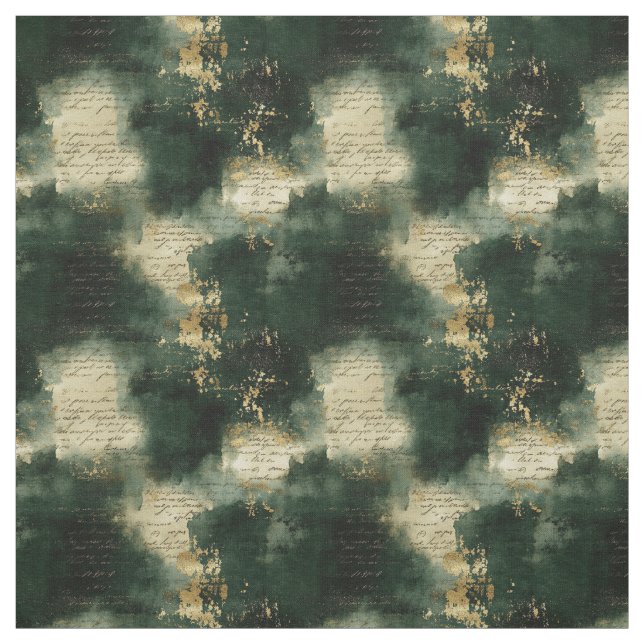 Tissu Create Your Own Teal Gold Mysterious Text Black (Échantillon)