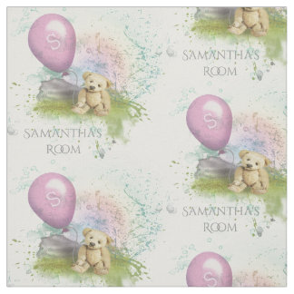 Tissu Crèche rose de bébé du ballon du nounours mignon