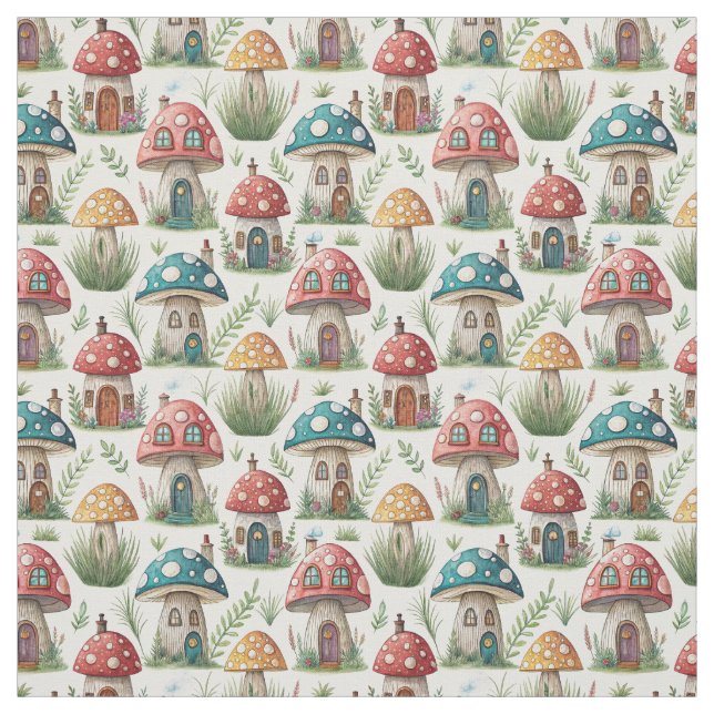 Tissu Créez vos propres maisons de fées aux champignons  (Échantillon)