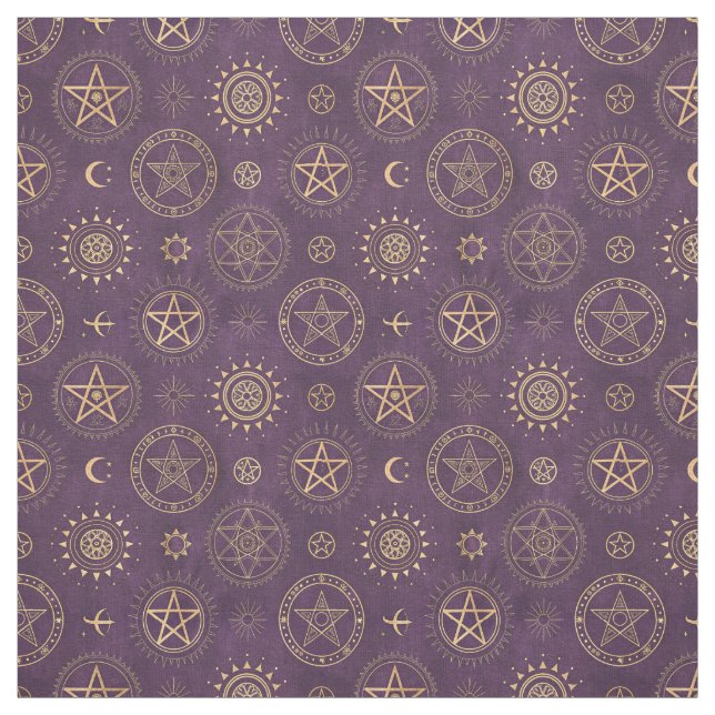 Tissu Créez Vos Propres Pentacles D'or Lune Violette (Échantillon)