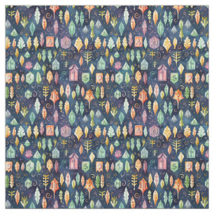 Tissu Créez Vos Propres Runes Multicolores Florales Bleu
