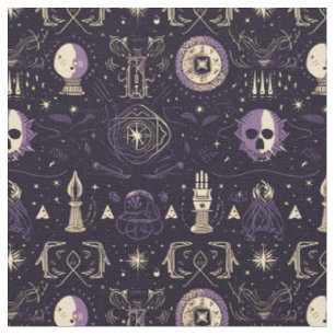 Tissu Créez Vos Propres Symboles Magiques Violet et Or N