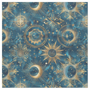 Tissu Créez votre propre mystique bleu et or céleste