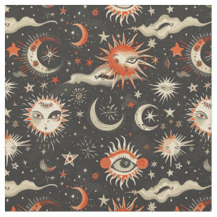 Tissu Créez votre propre oeil magique noir orange célest