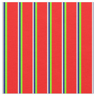 Tissu Crème à la menthe, bleu, vert et rouge Motif