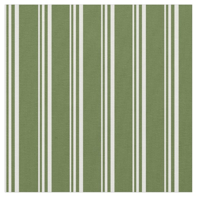 Tissu Crème à la menthe et Motif vert foncé d'olive (Fermer)