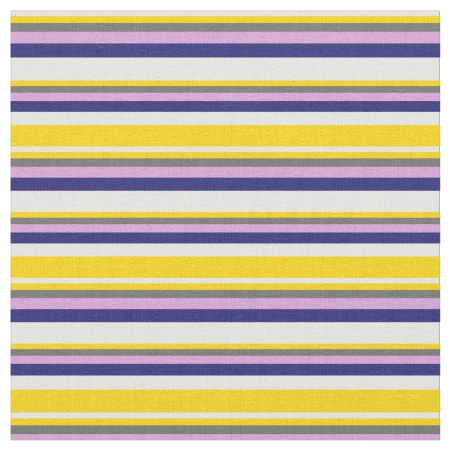 Tissu Crème à la menthe, Jaune, Gris, Plum et Bleu de mi (Fermer)