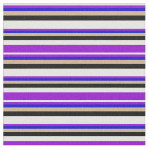 Tissu Crème à la menthe, Violet foncé, Bleu, Tan & Noir
