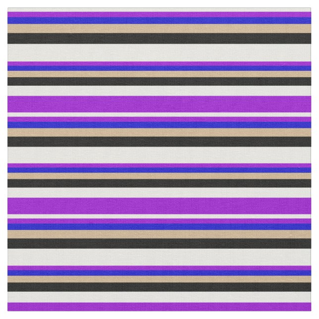 Tissu Crème à la menthe, Violet foncé, Bleu, Tan & Noir (Fermer)