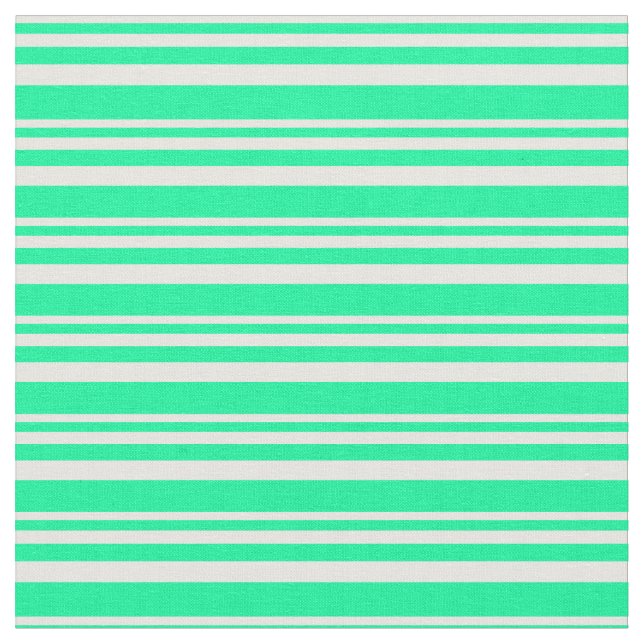 Tissu Crème à menthe et lignes de couleur verte (Fermer)