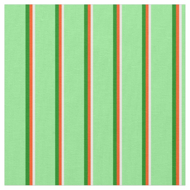 Tissu Crème à menthe, lignes rouges, vertes et vert clai (Fermer)