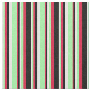 Tissu Crème à menthe, vert, cramoisi et lignes de couleu