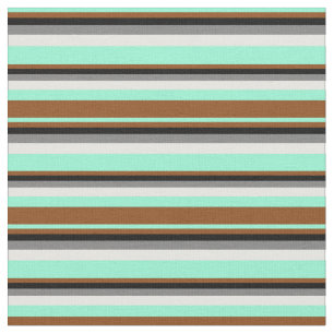 Tissu Crème Aquamarine, Brown, noire, grise et à la ment
