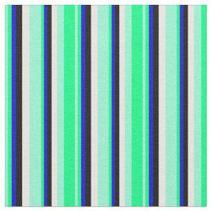 Tissu Crème Aquamarine, Verte, Bleue, Noire et Menthe