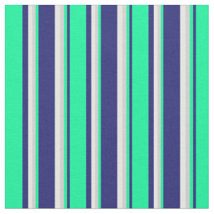 Tissu Crème Bleu, Vert, Gris Léger & Menthe