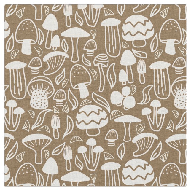 Tissu Crème Brown aux champignons (Fermer)