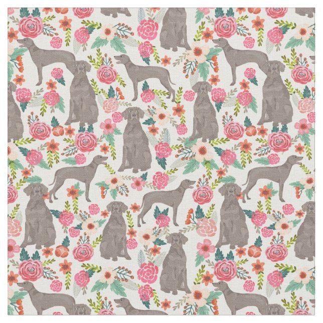 Tissu crème de fleurs vintages weimaraner (Fermer)