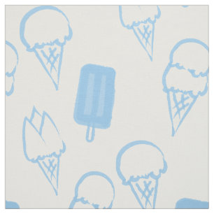 Tissu Crème de glace peinte à la main Motif bleu