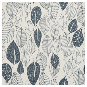 Tissu Crème feuille et plumes