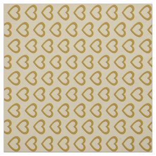Tissu Crème mignonne de motif de coeurs d'or