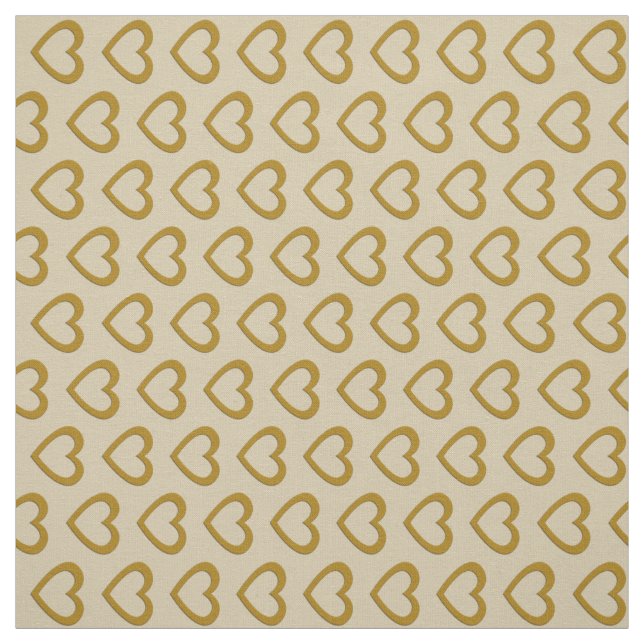 Tissu Crème mignonne de motif de coeurs d'or (Échantillon)