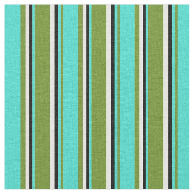 Tissu Crème verte, Turquoise, Noire & Menthe (Fermer)