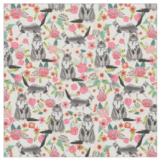 Tissu crème vintage de fleurs de laine de coon