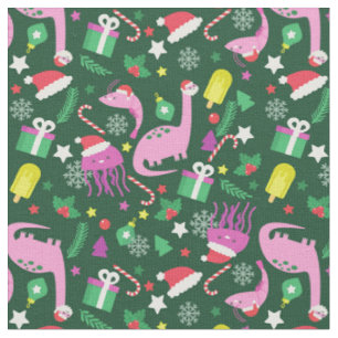 Tissu crevettes de noël dinosaure méduse père Noël