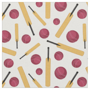 Tissu Cricketer Anglais Cricket Bat et Ball Patterned