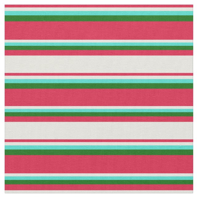 Tissu Crimson, Beige, Turquoise et Vert foncé (Fermer)