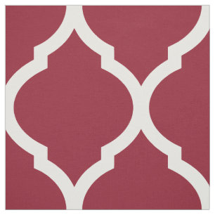 Tissu Crimson Maroc Quatrefoil Grande Échelle