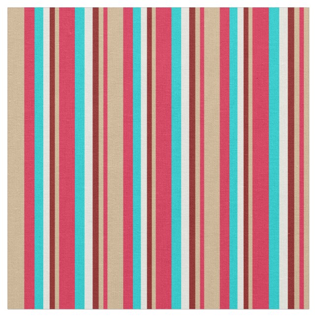 Tissu Crimson, Tan, Maroon, Beige & Turquoise foncé (Fermer)