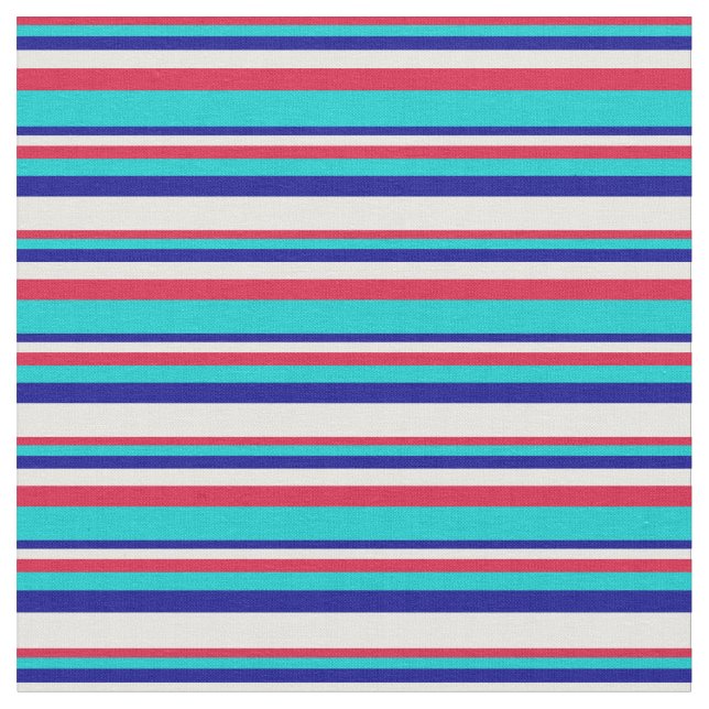 Tissu Crimson, Turquoise foncé, Bleu foncé et Crème à la (Fermer)