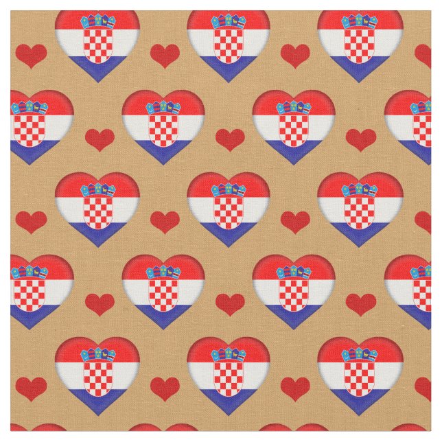 Tissu Croate Drapeau & Red Heart mode Fabric /Croatie (Fermer)