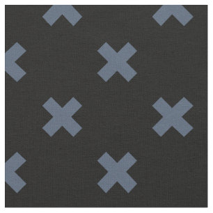 Tissu Crochets bleu-gris sur noir