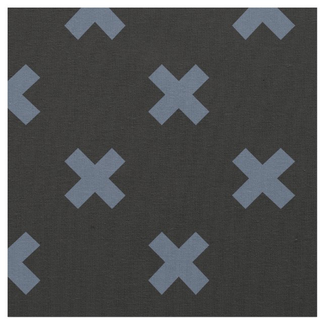 Tissu Crochets bleu-gris sur noir (Fermer)