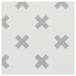 Tissu Crochets gris sur blanc